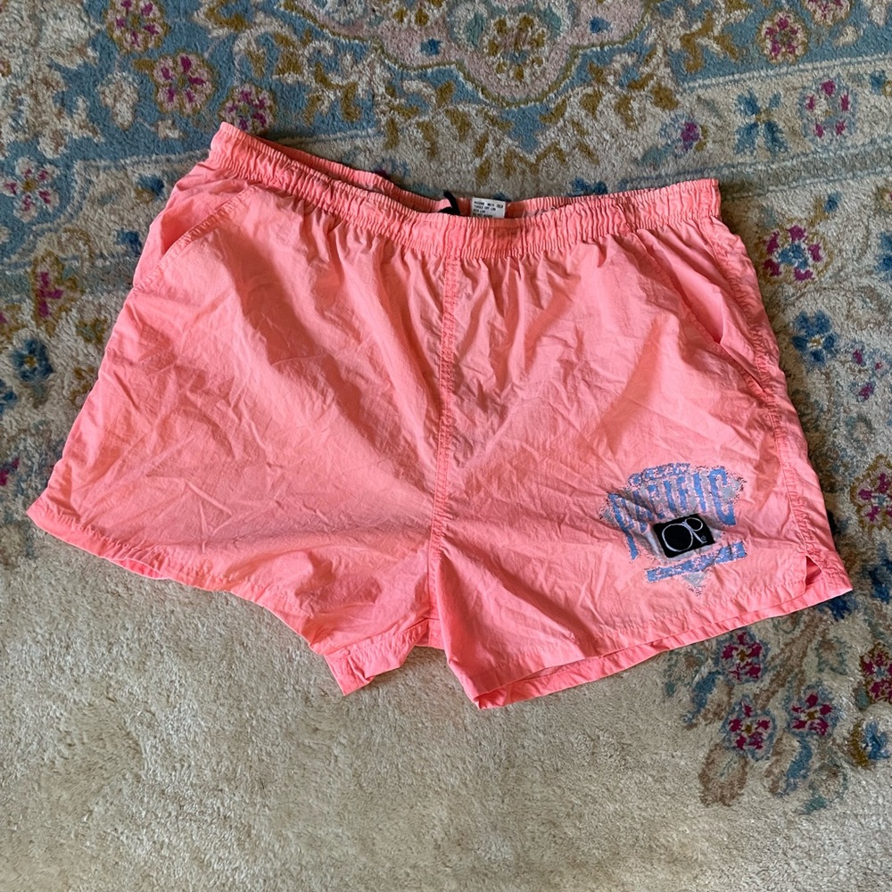 OP OCEAN PACIFIC Vintage 1990s Neon Coral Swim Trunks